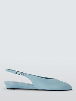 John Lewis Carnaby Suede Chisel Toe Demi Wedge Slingback Pumps, Blue Stone, Blue Stone