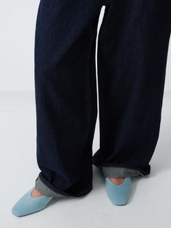 John Lewis Carnaby Suede Chisel Toe Demi Wedge Slingback Pumps, Blue Stone - view 2, Blue Stone