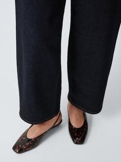 John Lewis Carnaby Leather Chisel Toe Demi Wedge Slingback Court Shoes, Brown/Multi - view 2, Brown/Multi