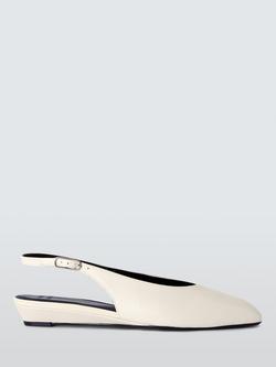 John Lewis Carnaby Leather Chisel Toe Demi Wedge Slingback Court Shoes, Chalk, Chalk