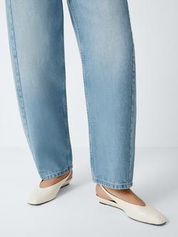 John Lewis Carnaby Leather Chisel Toe Demi Wedge Slingback Court Shoes, Chalk - view 2, Chalk