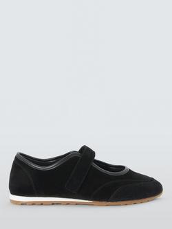 John Lewis Florence Suede Mary Jane Trainers, Black, Black
