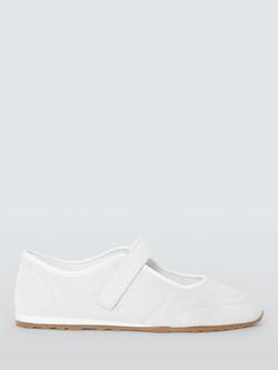 John Lewis Florence Suede Mary Jane Trainers, White, White