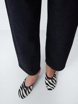 John Lewis Daisy Zebra Print Wedge Heel Bow Detail Open Court Shoes, White/Black - view 2, White/Black