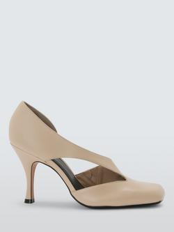 John Lewis Dawes Leather Square Toe Dorsay Occasion Open Court Shoes, Sand, Sand