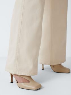 John Lewis Dawes Leather Square Toe Dorsay Occasion Open Court Shoes, Sand - view 2, Sand