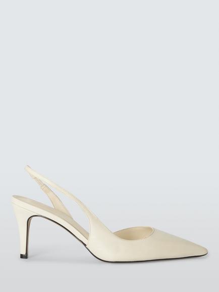 John Lewis Denver Leather Dorsay Open Slingback Court Shoes, Buttermilk, Buttermilk