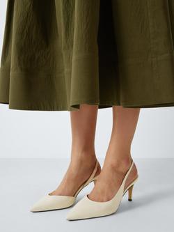 John Lewis Denver Leather Dorsay Open Slingback Court Shoes, Buttermilk - view 2, Buttermilk
