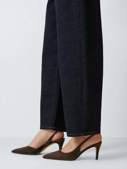 John Lewis Denver Suede Dorsay Open Slingback Court Shoes, Chocolate - view 2, Chocolate