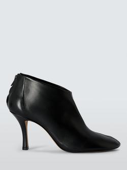 John Lewis West Leather Round Toe High Heel Shoe Boots, Black, Black