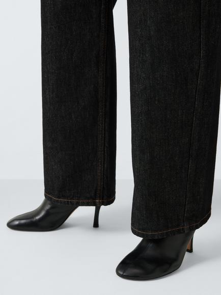 John Lewis West Leather Round Toe High Heel Shoe Boots, Black - view 2, Black