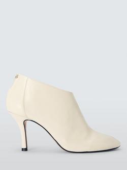John Lewis West Leather Round Toe High Heel Shoe Boots, Cream, Cream