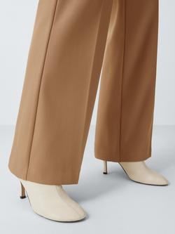 John Lewis West Leather Round Toe High Heel Shoe Boots, Cream - view 2, Cream