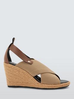 John Lewis Lucinda Leather Blend Wedge Heel Elasticated Espadrille Sandals, Tan/Brown, Tan/Brown