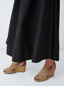 John Lewis Lucinda Leather Blend Wedge Heel Elasticated Espadrille Sandals, Tan/Brown - view 2, Tan/Brown