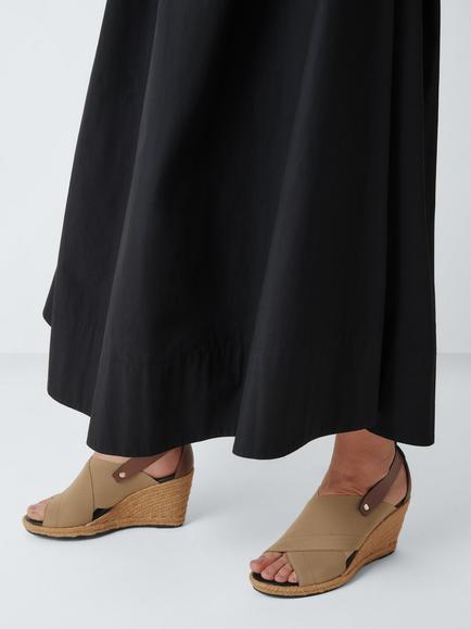 John Lewis Lucinda Leather Blend Wedge Heel Elasticated Espadrille Sandals, Tan/Brown - view 2, Tan/Brown