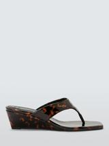 John Lewis Maisy Tortoiseshell Print Wedge Heel Dressy Slider Sandals, Brown/Multi