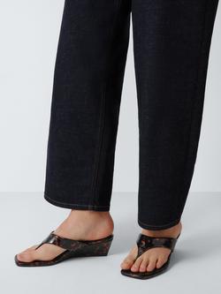 John Lewis Maisy Tortoiseshell Print Wedge Heel Dressy Slider Sandals, Brown/Multi - view 2, Brown/Multi