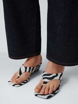 John Lewis Maisy Zebra Print Wedge Heel Dressy Slider Sandals, White/Black - view 2, White/Black