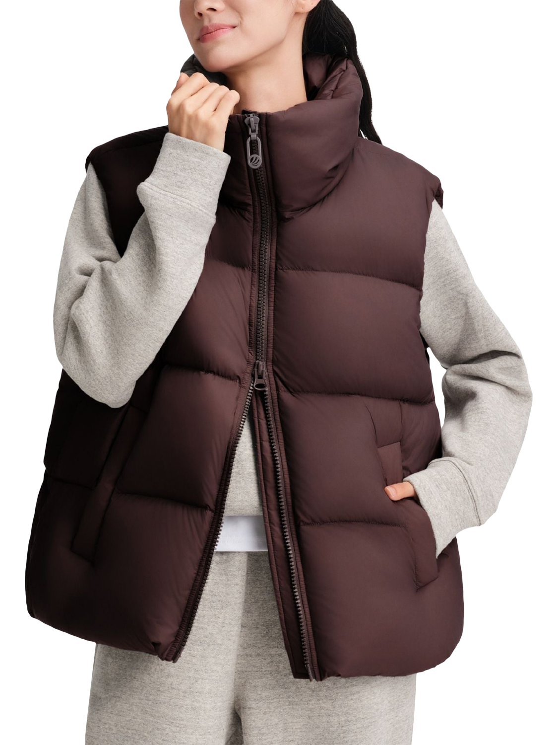 Product image 1 of 5, which shows Bosideng Relaxed Fit Down Gilet, Berry Brown, 4