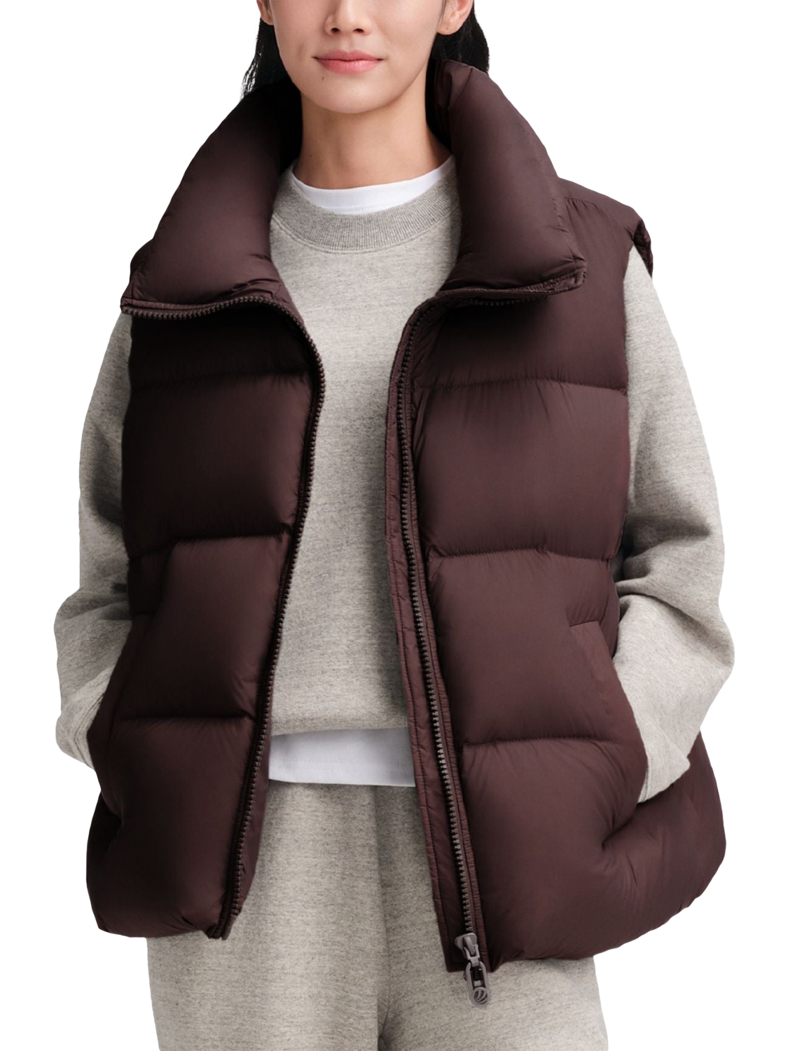 Product image 2 of 5, which shows Bosideng Relaxed Fit Down Gilet, Berry Brown, 4