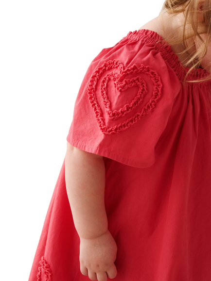 Angel & Rocket Baby Cotton Sleeveless Ruffle Heart Swing Dress, Pink - view 2, Pink