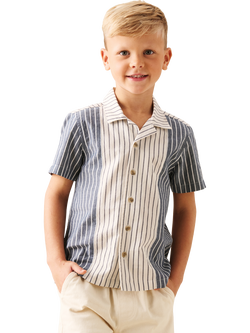 Angel & Rocket Kids' Cotton Short Sleeve Cut And Sew Striped Shirt, Multi, Multi