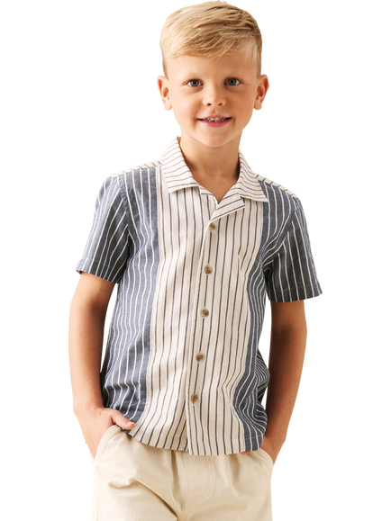 Angel & Rocket Kids' Cotton Short Sleeve Cut And Sew Striped Shirt, Multi, Multi