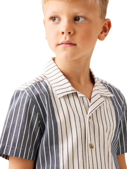 Angel & Rocket Kids' Cotton Short Sleeve Cut And Sew Striped Shirt, Multi - view 2, Multi