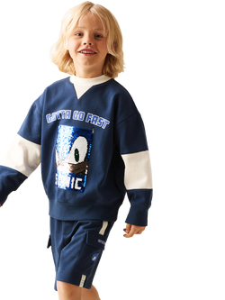 Angel & Rocket Kids' x Sonic Varsity Sequin Sweatshirt, Blue, Blue
