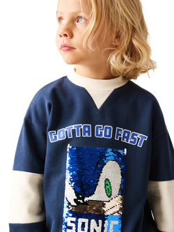 Angel & Rocket Kids' x Sonic Varsity Sequin Sweatshirt, Blue - view 2, Blue