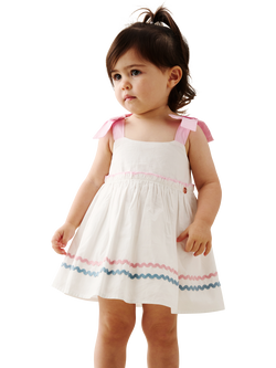 Angel & Rocket Baby Kyra Ric Rac Trim Frill Dress & Bloomers Set, Natural, Natural