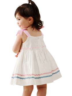 Angel & Rocket Baby Kyra Ric Rac Trim Frill Dress & Bloomers Set, Natural - view 2, Natural