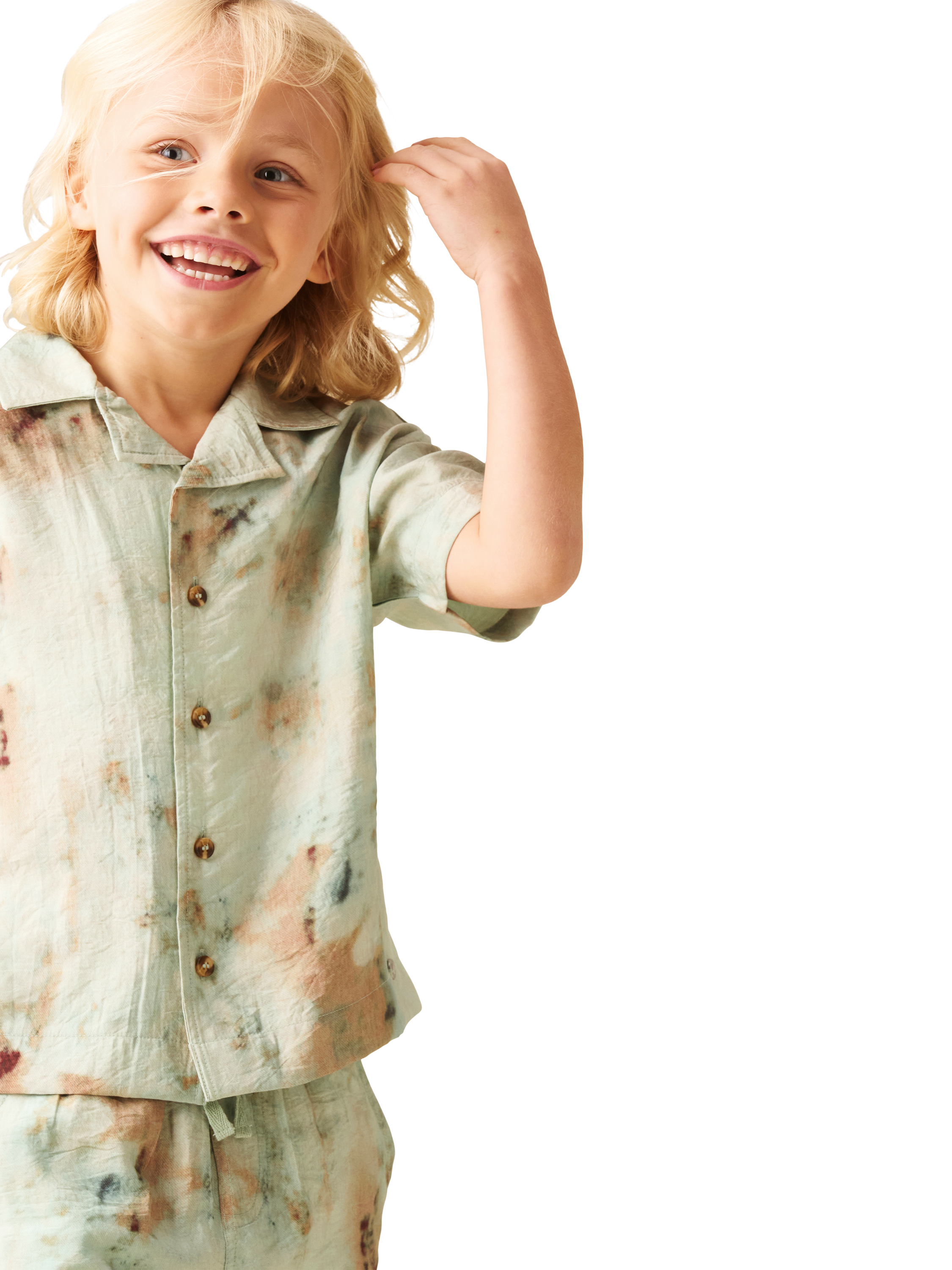 Product image 1 of 4, which shows Angel & Rocket Kids' Tie Dye Print Shirt, Multi, 3 years