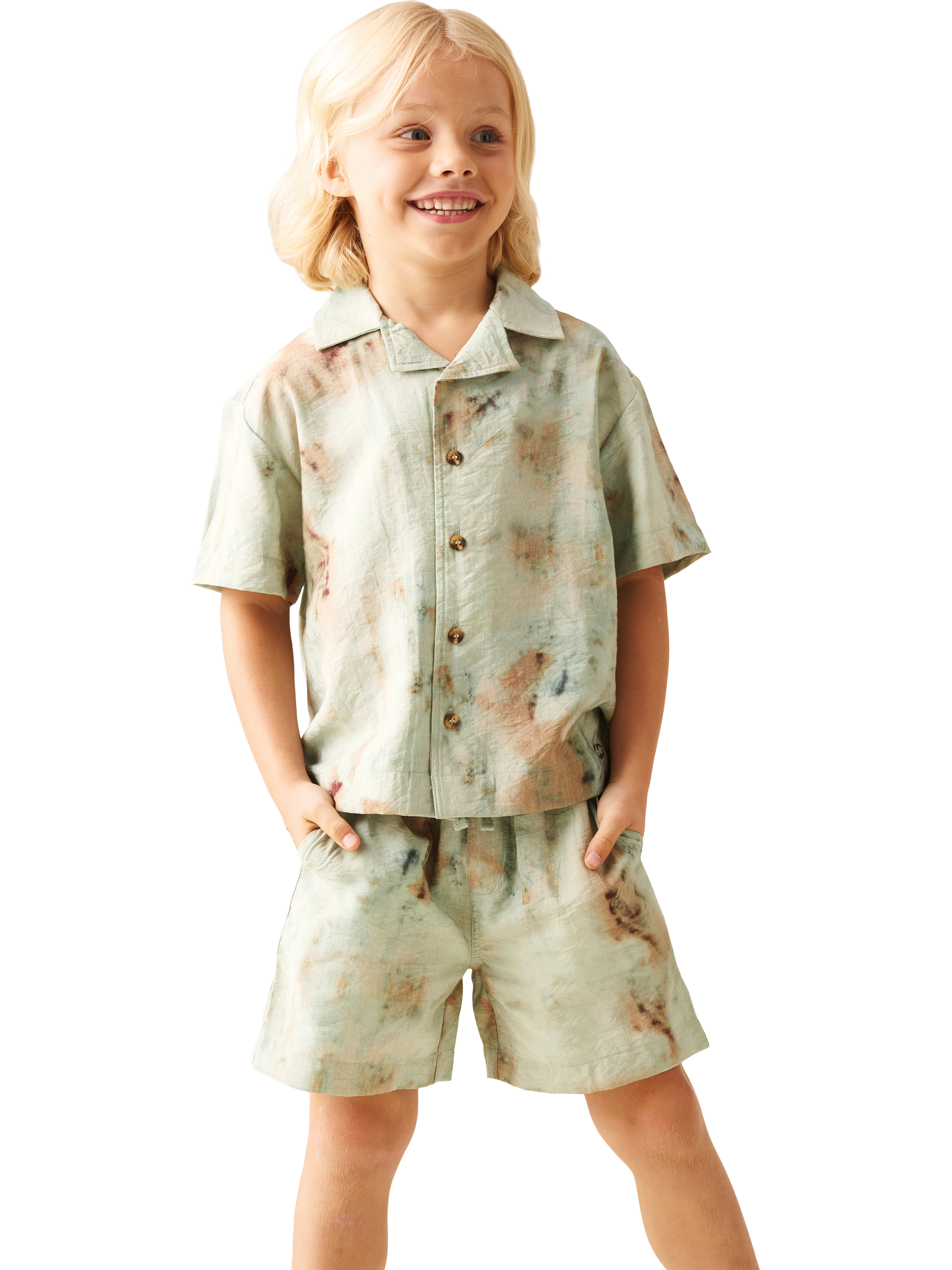 Product image 4 of 4, which shows Angel & Rocket Kids' Tie Dye Print Shirt, Multi, 3 years