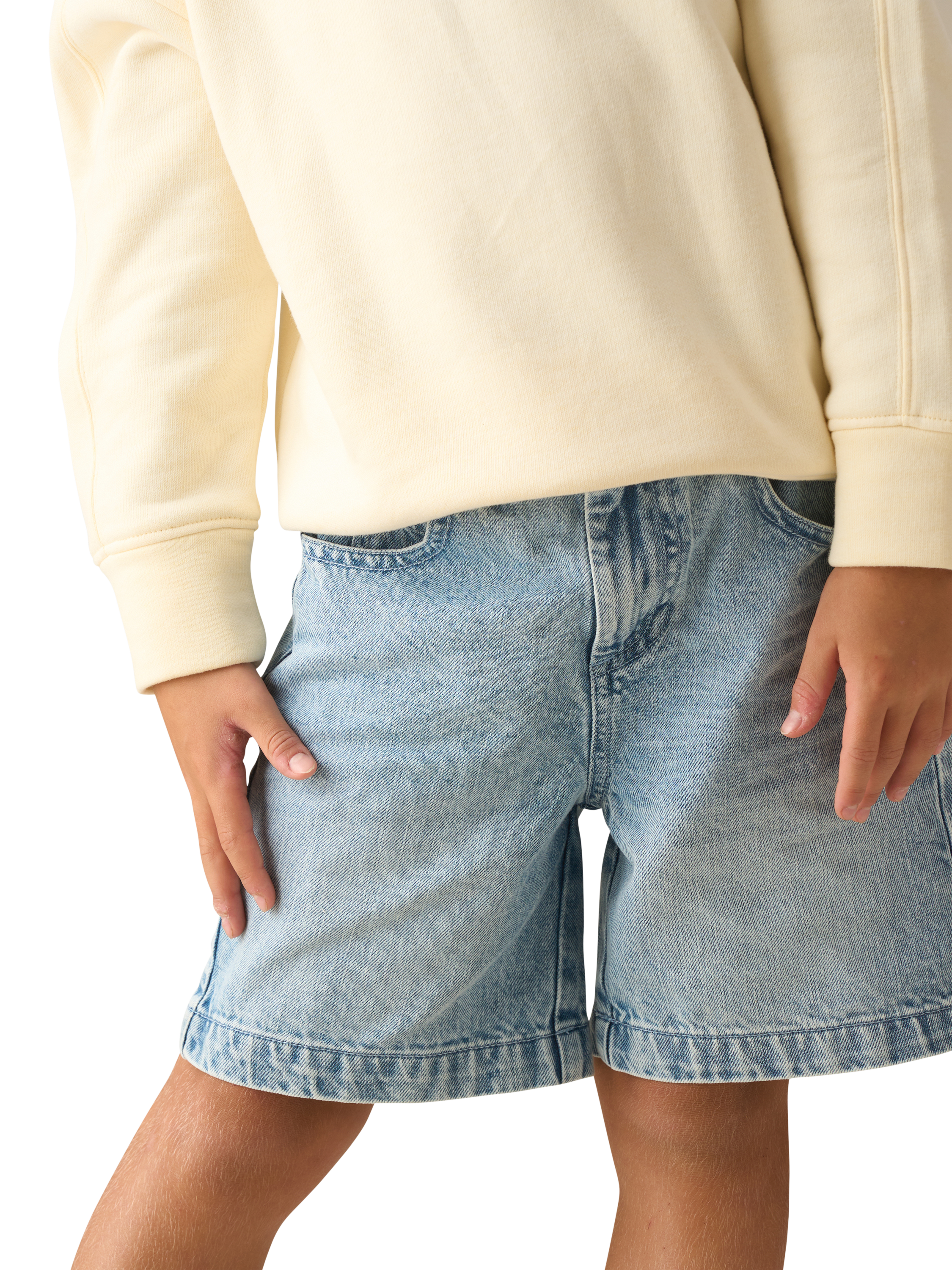 Product image 4 of 7, which shows Angel & Rocket Kids' Relaxed Denim Shorts, Blue, 3 years