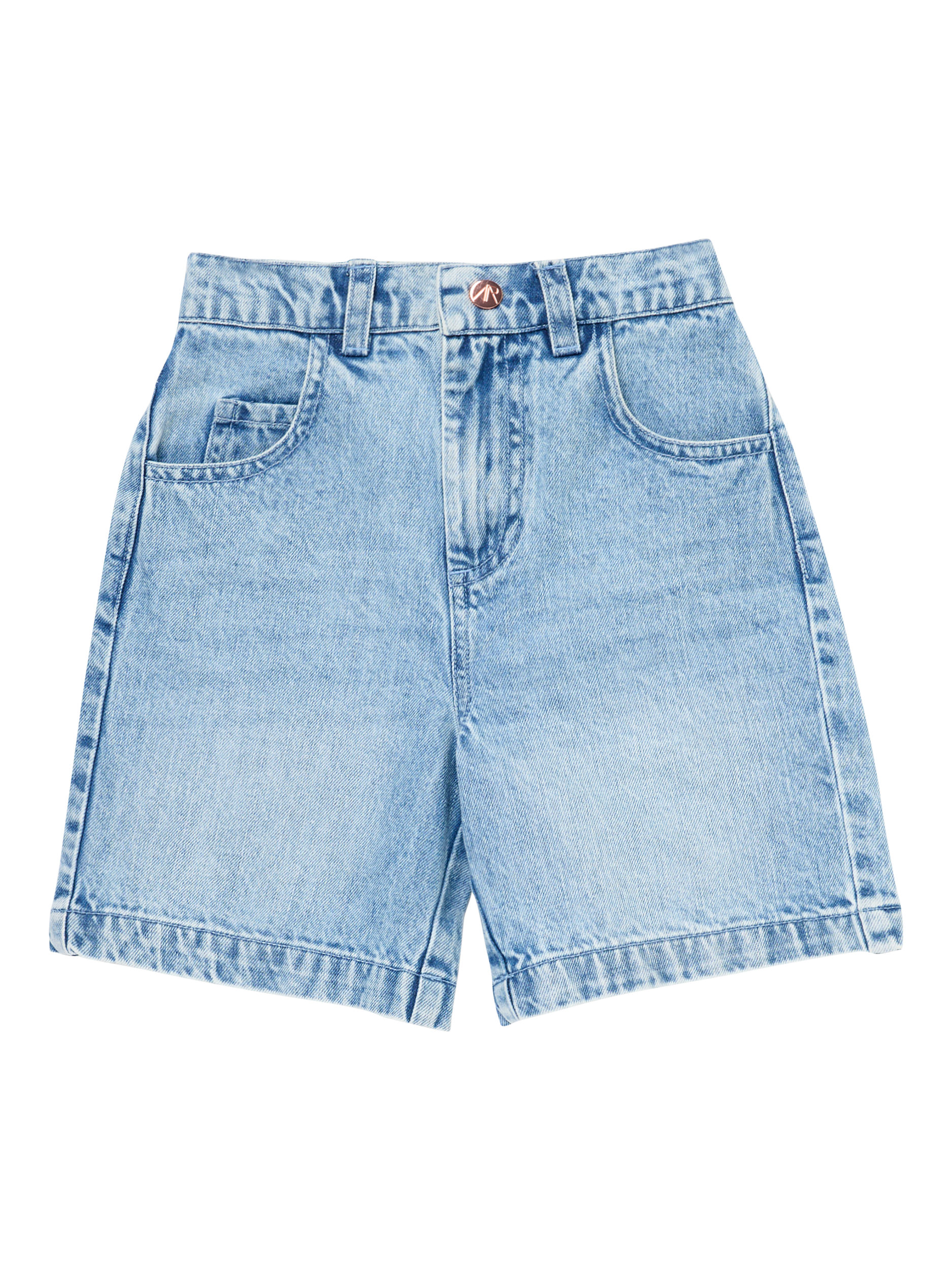 Product image 5 of 7, which shows Angel & Rocket Kids' Relaxed Denim Shorts, Blue, 3 years