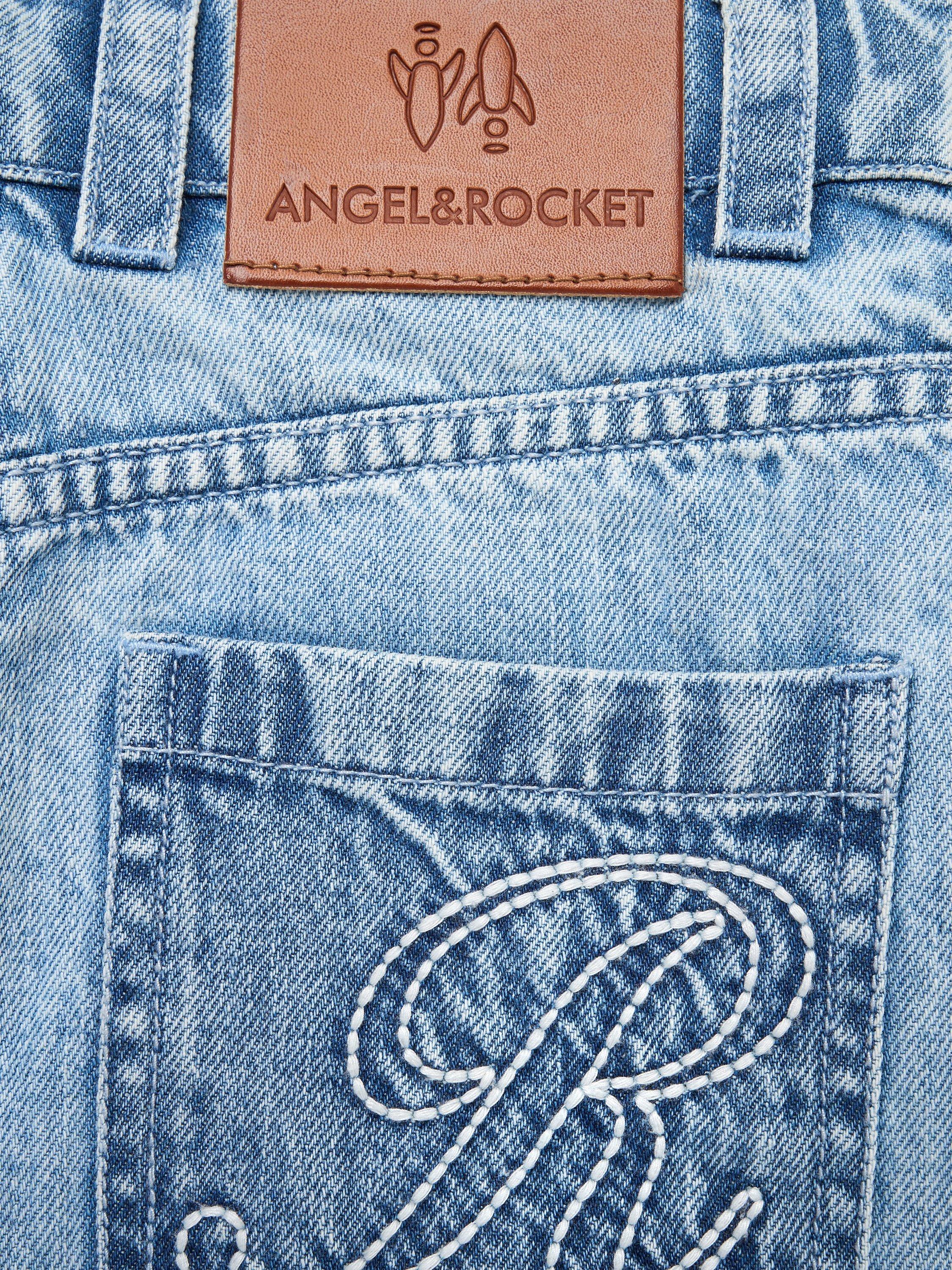 Product image 7 of 7, which shows Angel & Rocket Kids' Relaxed Denim Shorts, Blue, 3 years