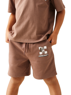 Angel & Rocket Kids' x Minecraft Sweat Shorts, Brown, Brown