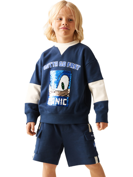 Angel & Rocket Kids' x Sonic Stripe Shorts, Blue - view 2, Blue