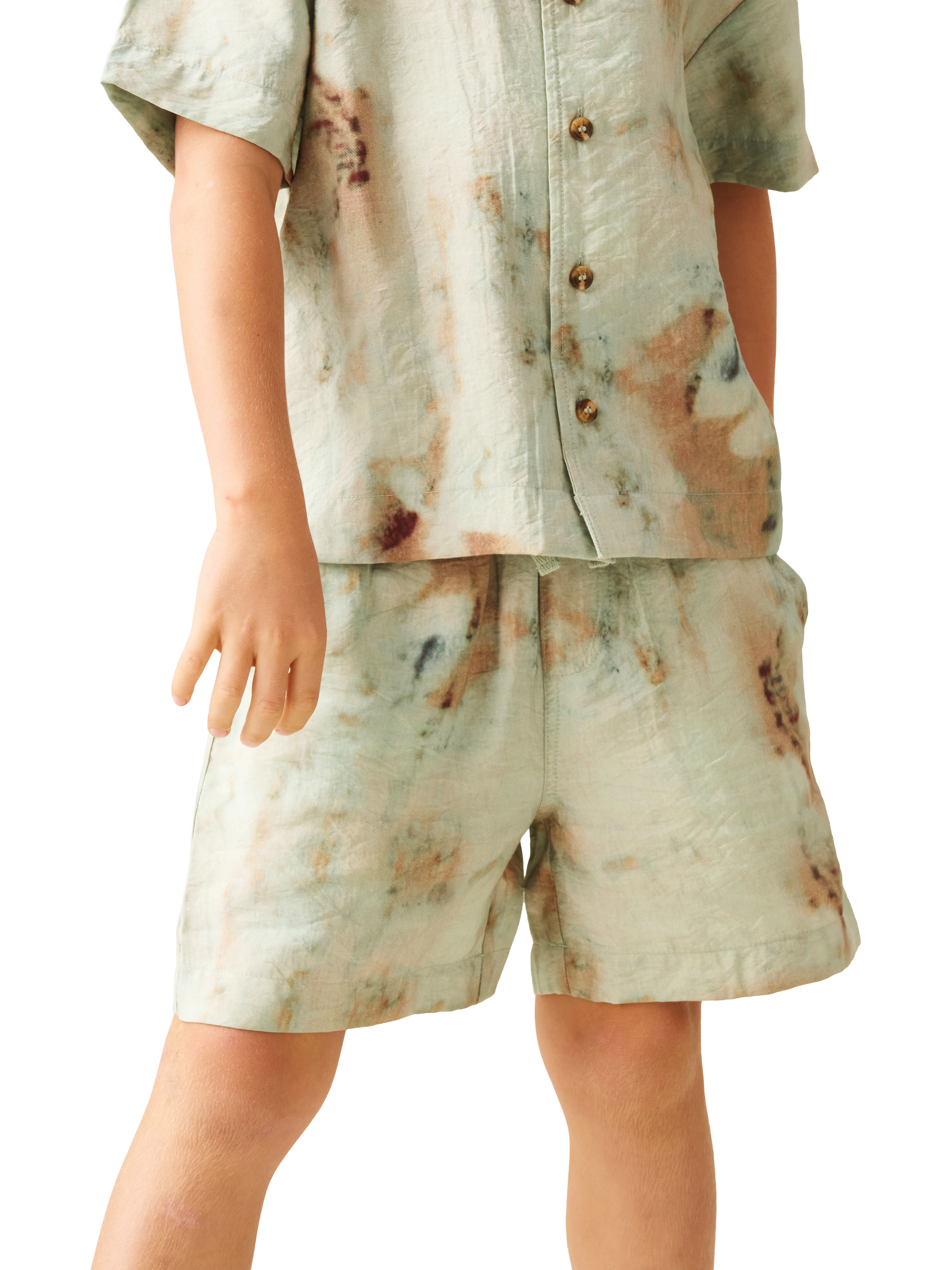 Product image 1 of 7, which shows Angel & Rocket Kids' Tie Dye Print Shorts, Multi, 3 years