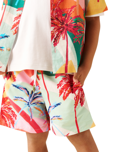 Angel & Rocket Kids' Palm Print Shorts, Pink, Pink