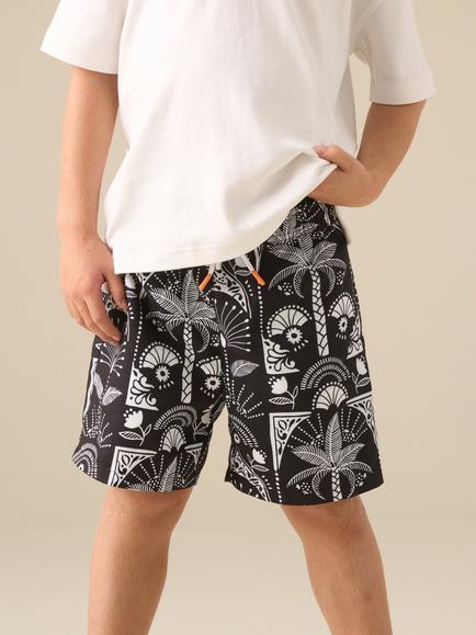 Angel & Rocket Kids' Print Swim Shorts, Black, Black