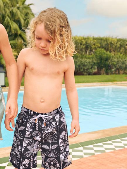 Angel & Rocket Kids' Print Swim Shorts, Black - view 2, Black