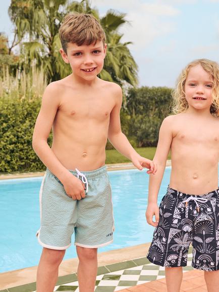 Angel & Rocket Kids' Textured Swim Shorts, Green - view 2, Green