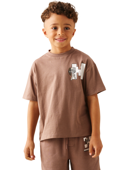 Angel & Rocket Kids' x Minecraft Graphic T-Shirt, Brown, Brown