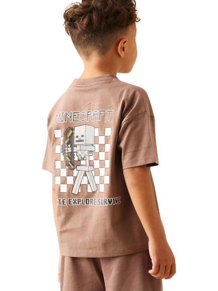 Angel & Rocket Kids' x Minecraft Graphic T-Shirt, Brown - view 2, Brown