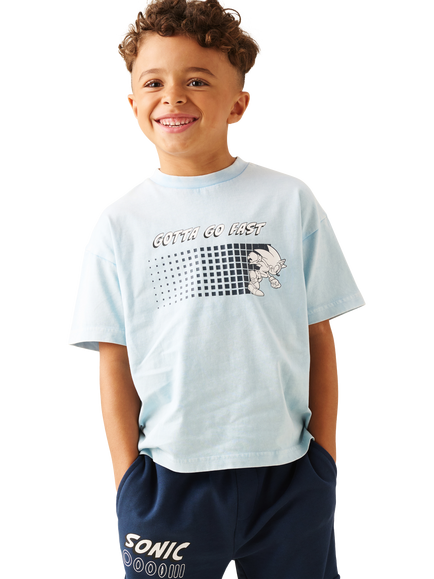 Angel & Rocket Kids' x Sonic Oversized Washed T-Shirt, Blue, Blue