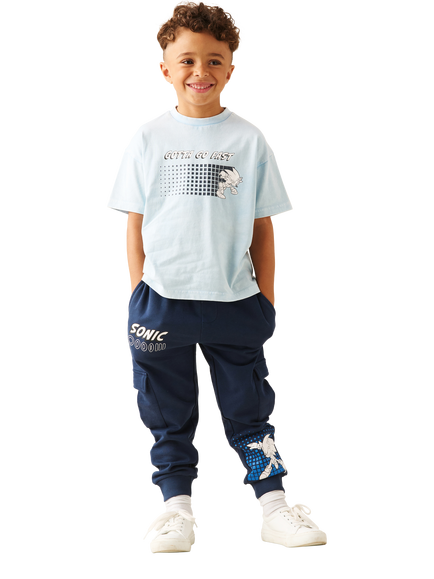Angel & Rocket Kids' x Sonic Oversized Washed T-Shirt, Blue - view 2, Blue