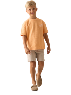 Angel & Rocket Kids' Textured Cotton Rich T-Shirt, Orange - view 2, Orange